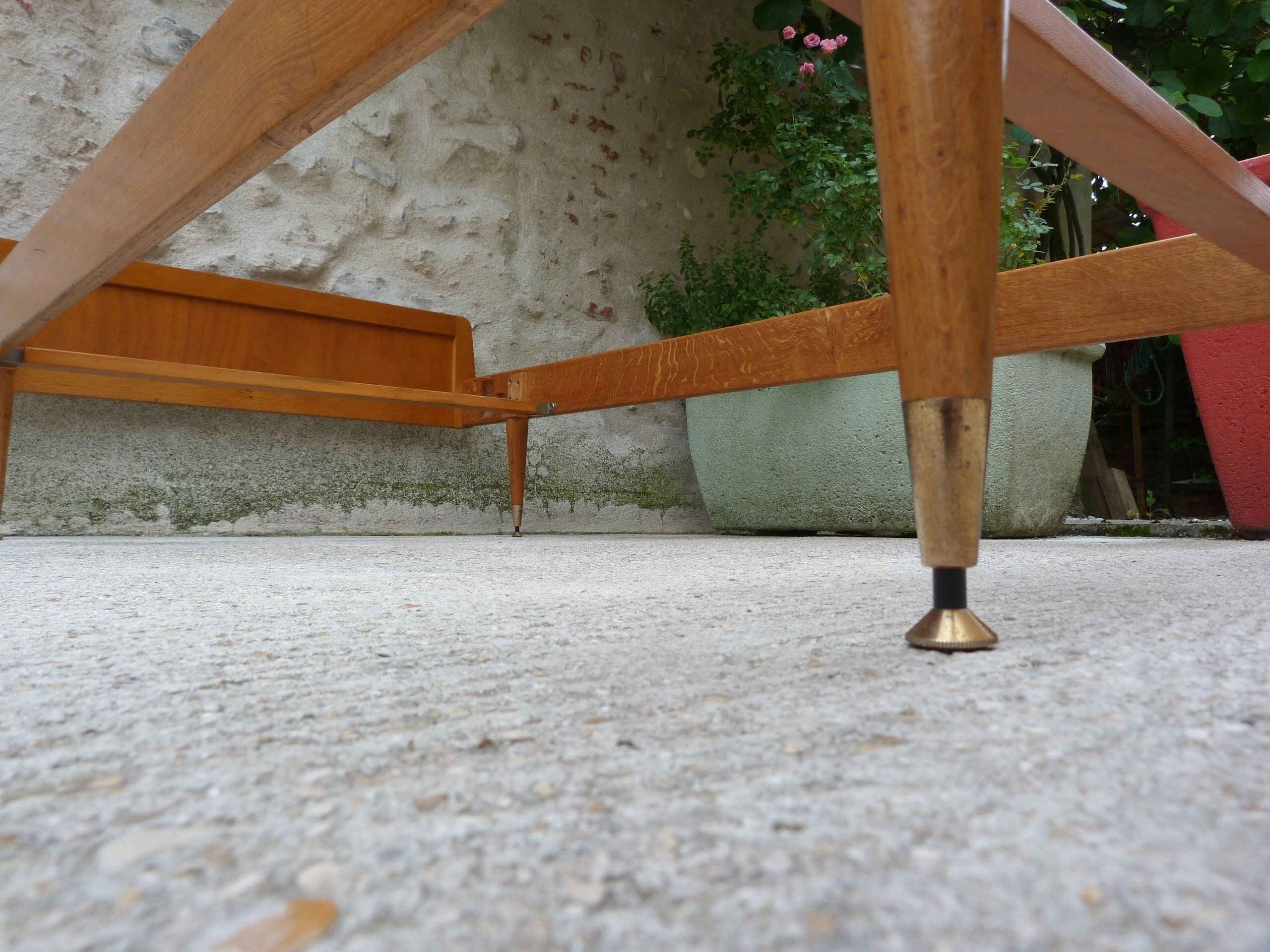 Wooden bed and rattan