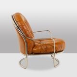 Carlo Di Carli. Leather and metal armchair. 1970s.