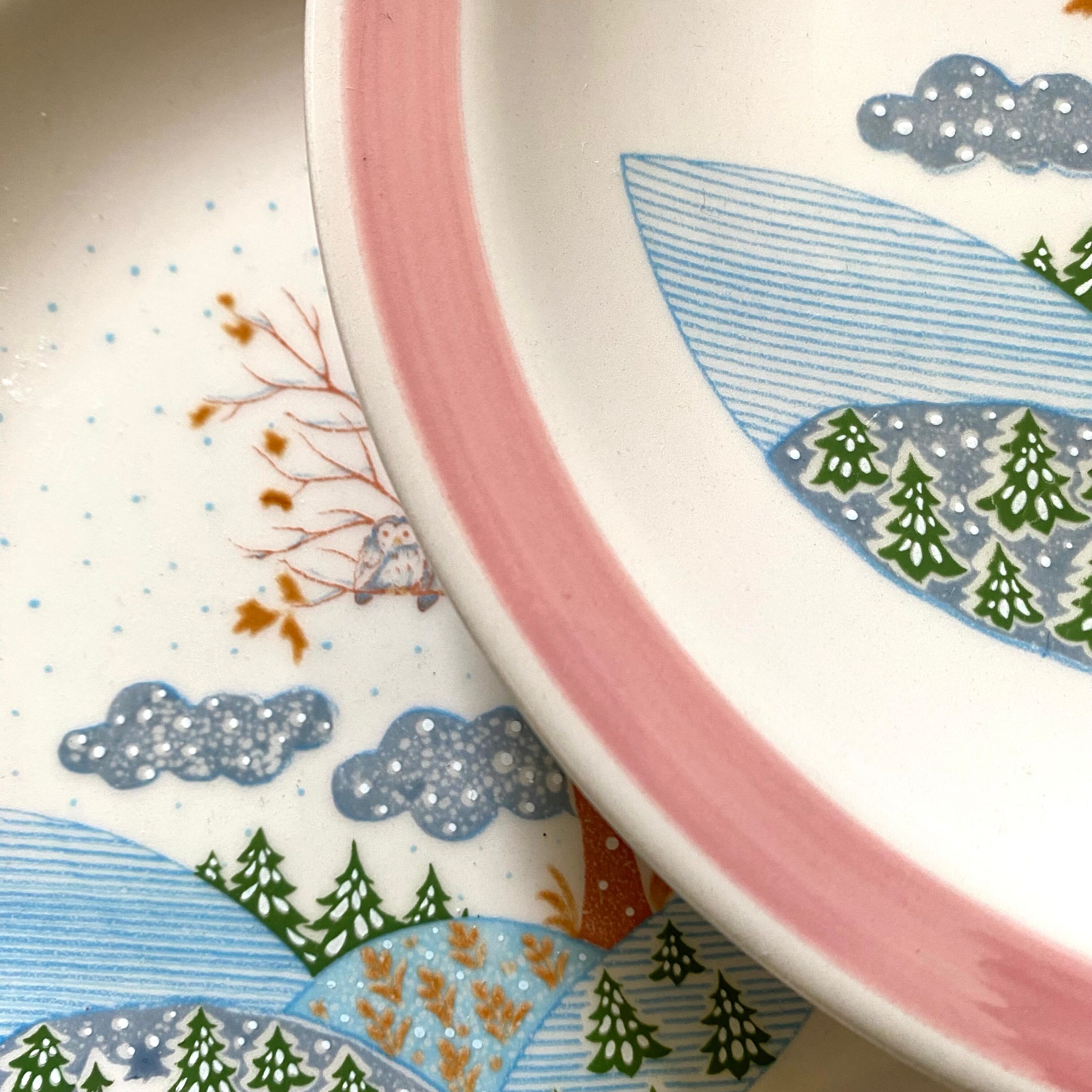 Dessert plates landscape Italy 80s