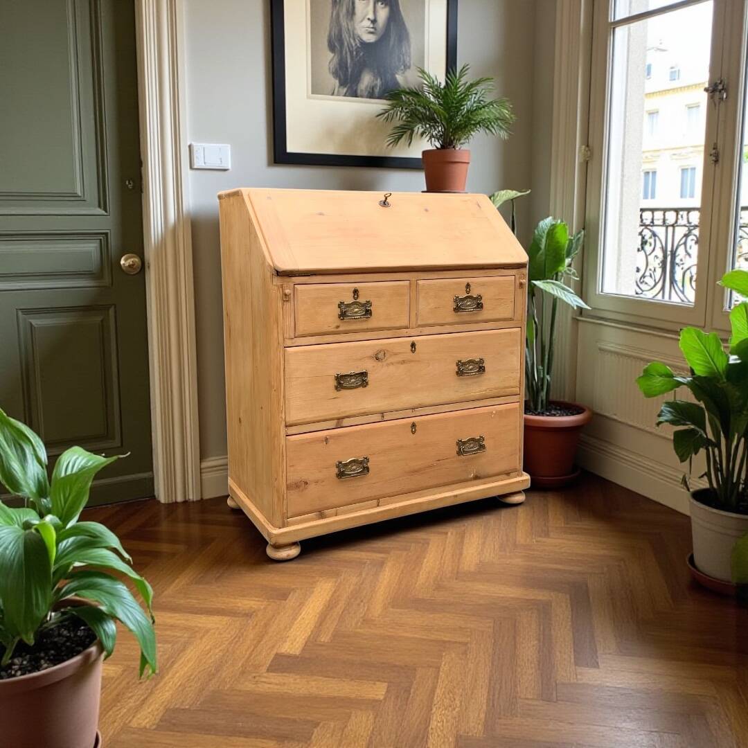 Commode, English slant-front desk, 19th century.