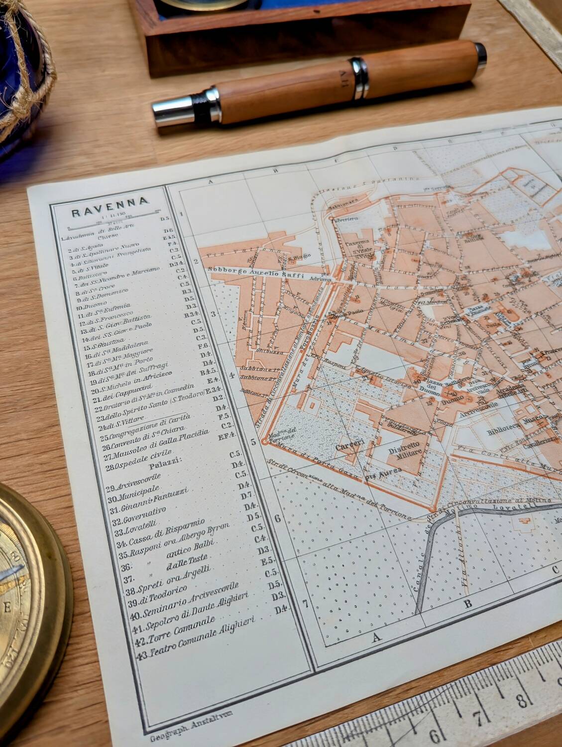 Printed in 1909, Map of Ravenna, Italy.