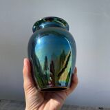 Vintage iridescent ceramic vase
