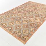 6x10 Pale Red Green Tribal Wool Kilim Rug, 189x300Cm