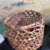 Large vintage Japanese old handmade wicker basket Ajiro weaving