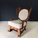 Brutalist Oak Wingback Lounge Chair, Netherlands, 1950s