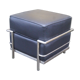 1980 leather and chrome metal pouf