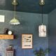 Lamp suspension vintage 70s opaline golden metal "La belle Verte"