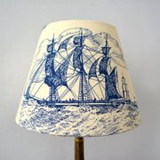 Jouy fabric lampshade, marine decoration
