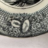 6 black dessert plates Old and Johnston Bordeaux 19th century astrology