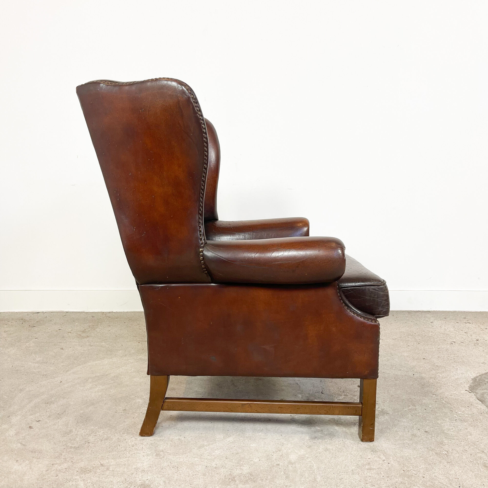 Vintage sheep leather wingback armchair london