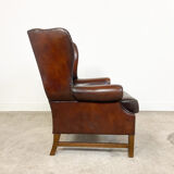 Vintage sheep leather wingback armchair london