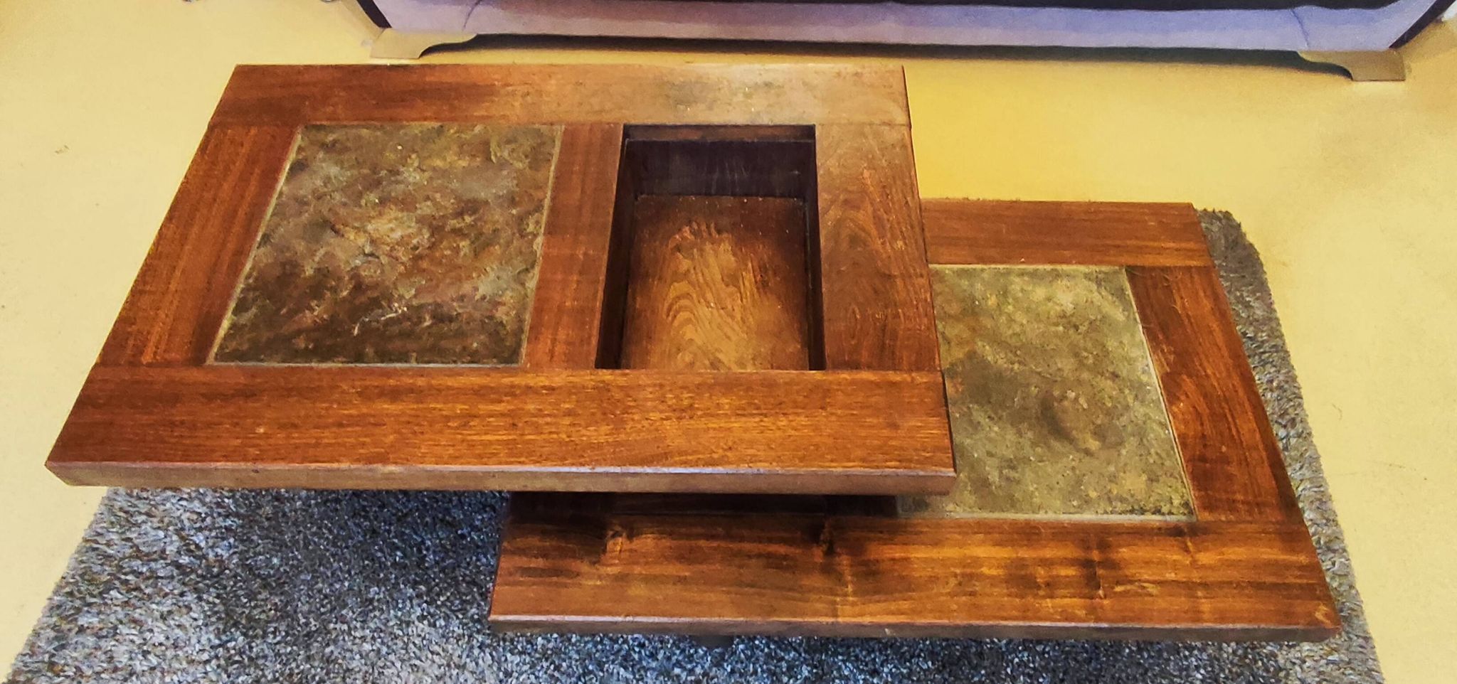 Oak coffee table Wood slate France 1960s