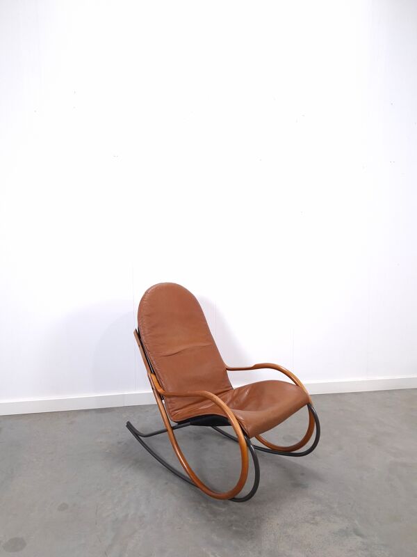 Leren Nonna fauteuil à bascule Paul Tuttle, Strässle, fauteuil à bascule