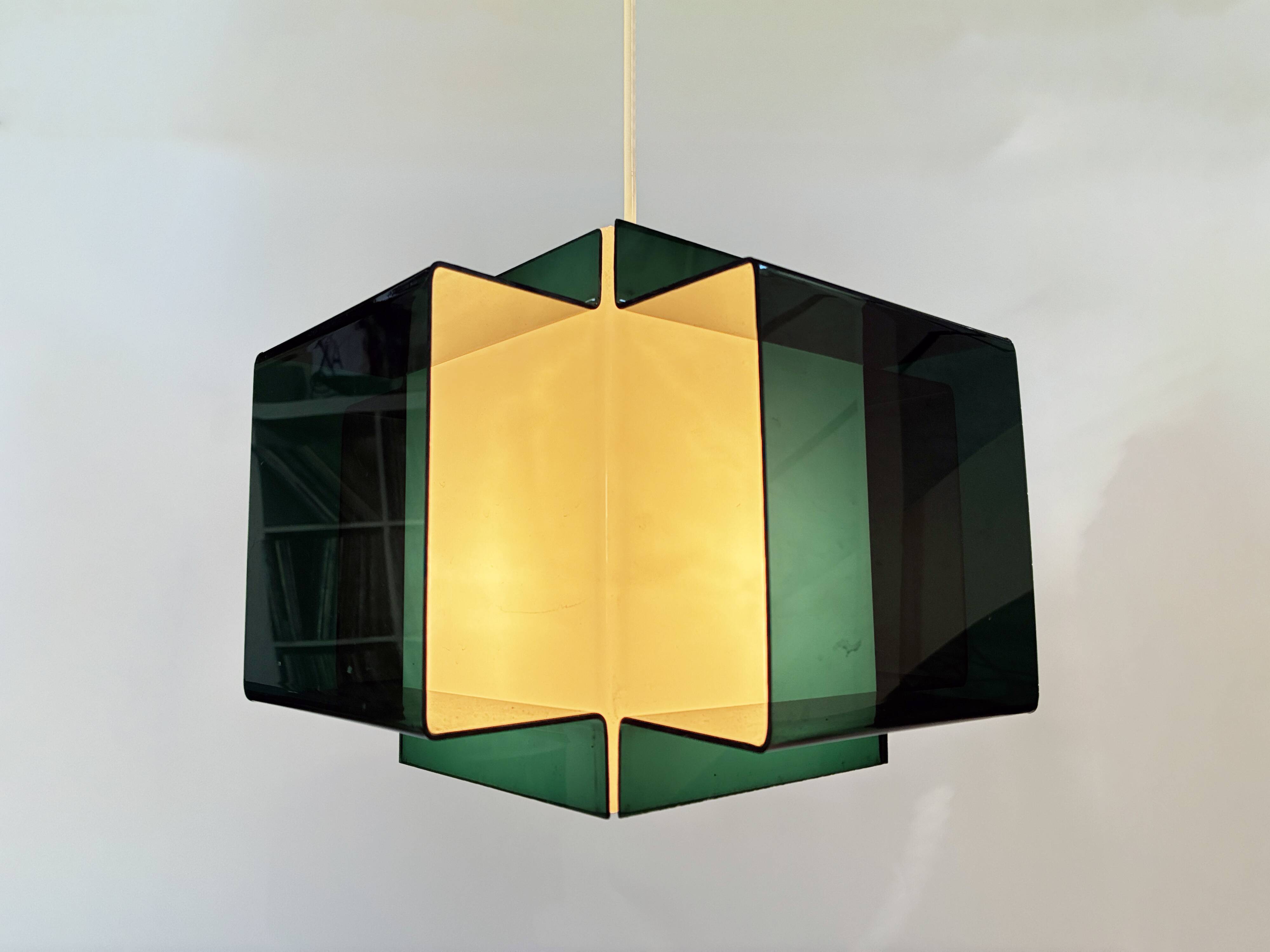 Vintage Pendant • Two-Coloured Acrylic • 1970