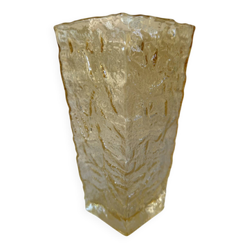 Vintage Peill & Putzler vase – textured amber glass – Germany years