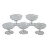 set of 5 engraved crystal champagne glasses 1950 9 x 6.5 cm