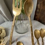 Nickel-plated bronze cutlery set, bamboo style