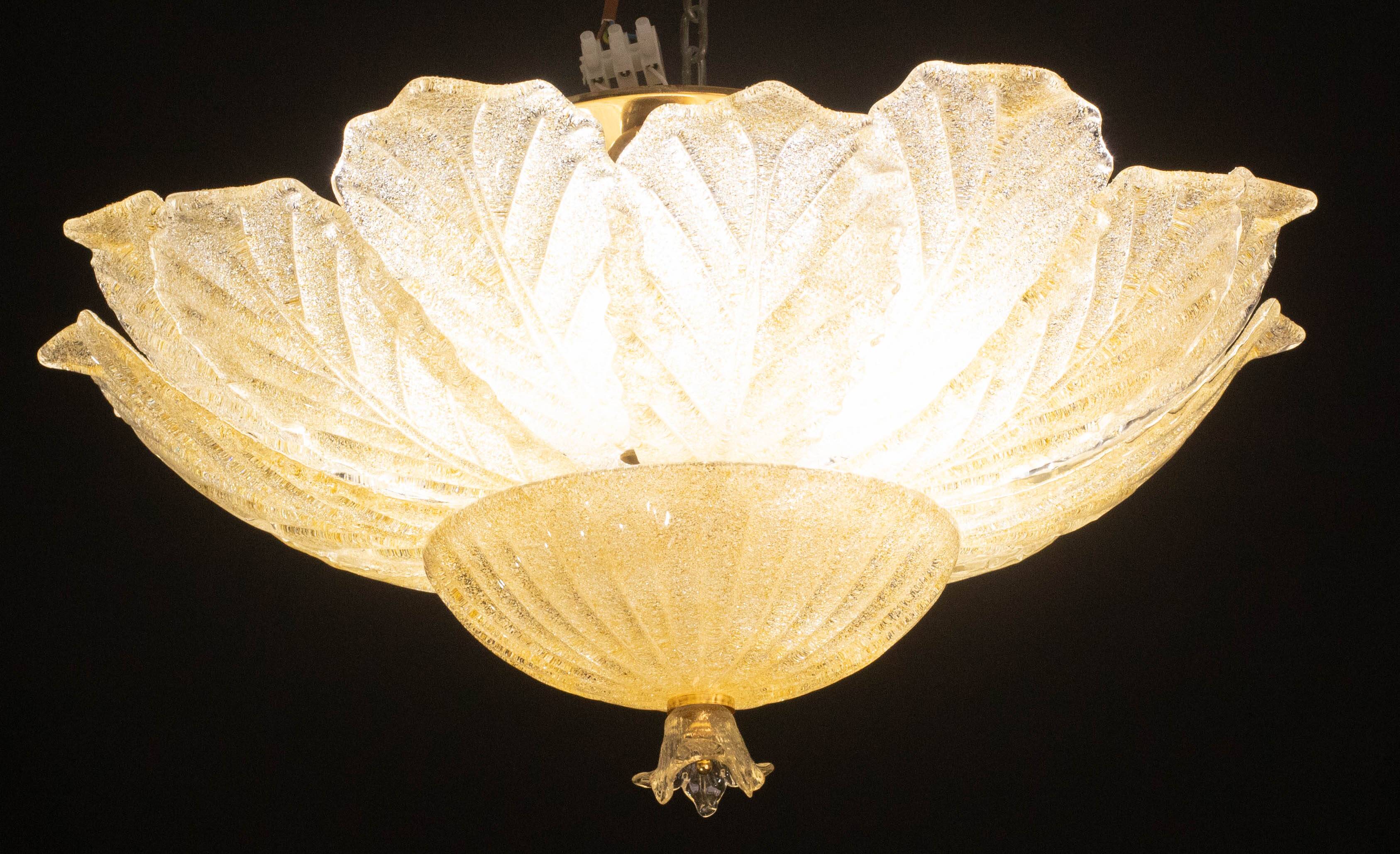 Set of 2 Dubai, Murano Glass Gold Flush Mount, 1970s