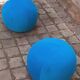Pair of stools, blue ball ottoman from the 80s.