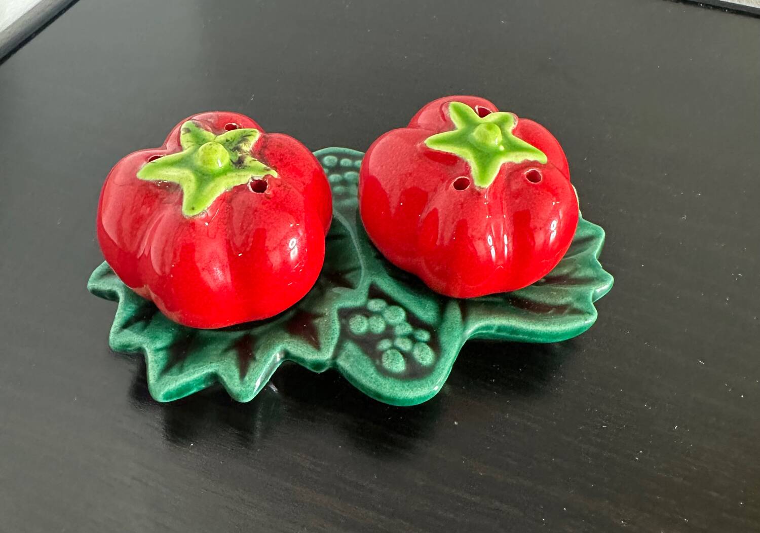 Tomato slushie, salt and pepper shakers