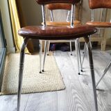 Lot of 4 vintage chairs in skai camel croc effect