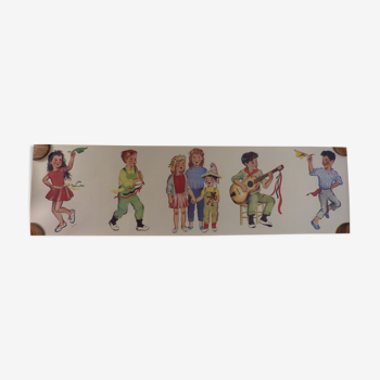 frieze: the child musicians, pere castor by Gerda Muller (116 cm x 32cm)