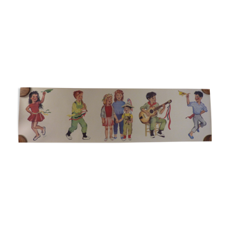 Frise les enfants musiciens, pere castor par Gerda Muller (116 cm x 32cm)