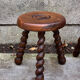 3 vintage turned wood stools