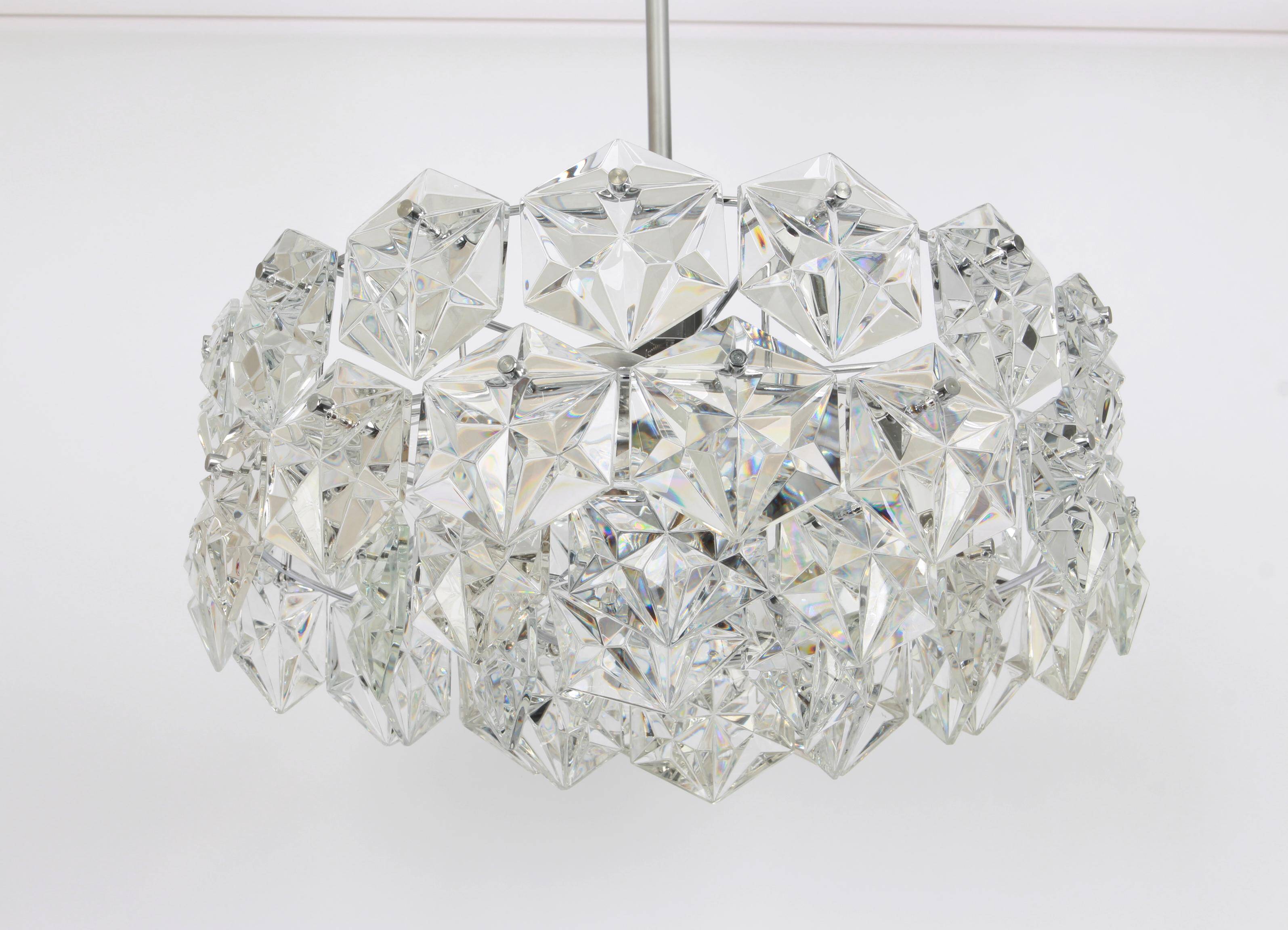 Kinkeldey suspension in chrome and crystal glass, Germany, 1970s.