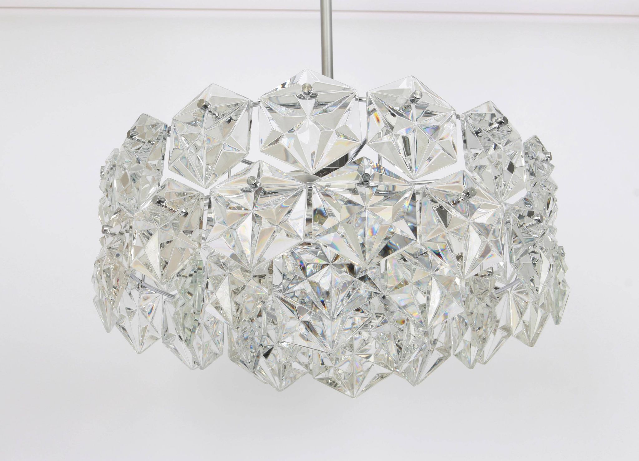 Kinkeldey suspension in chrome and crystal glass, Germany, 1970s.