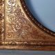 Old Florentine frame round view rebate 38 cm chiseled wood gilded stucco + glass SB656