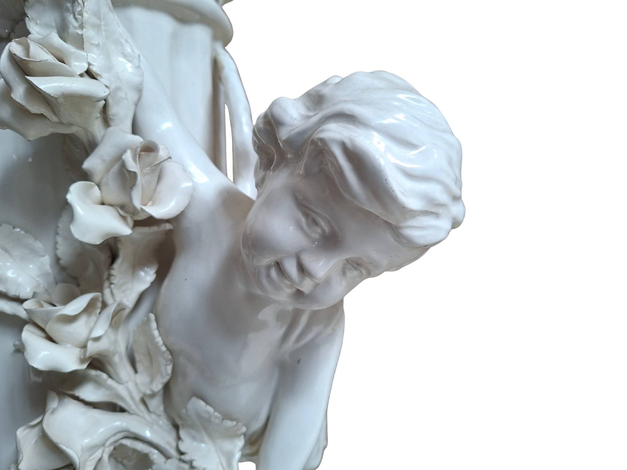 Elegante Colonna con Angeli in Ceramica – Stile Neo-Barocco (Anni '80)