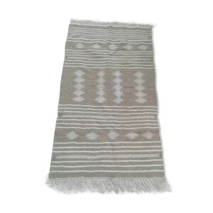 Tapis kilim gris et blanc fait main en pure laine 90x150cm