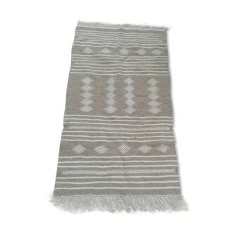 Grey and white handmade Kilim rug made of pure wool 90x150cm