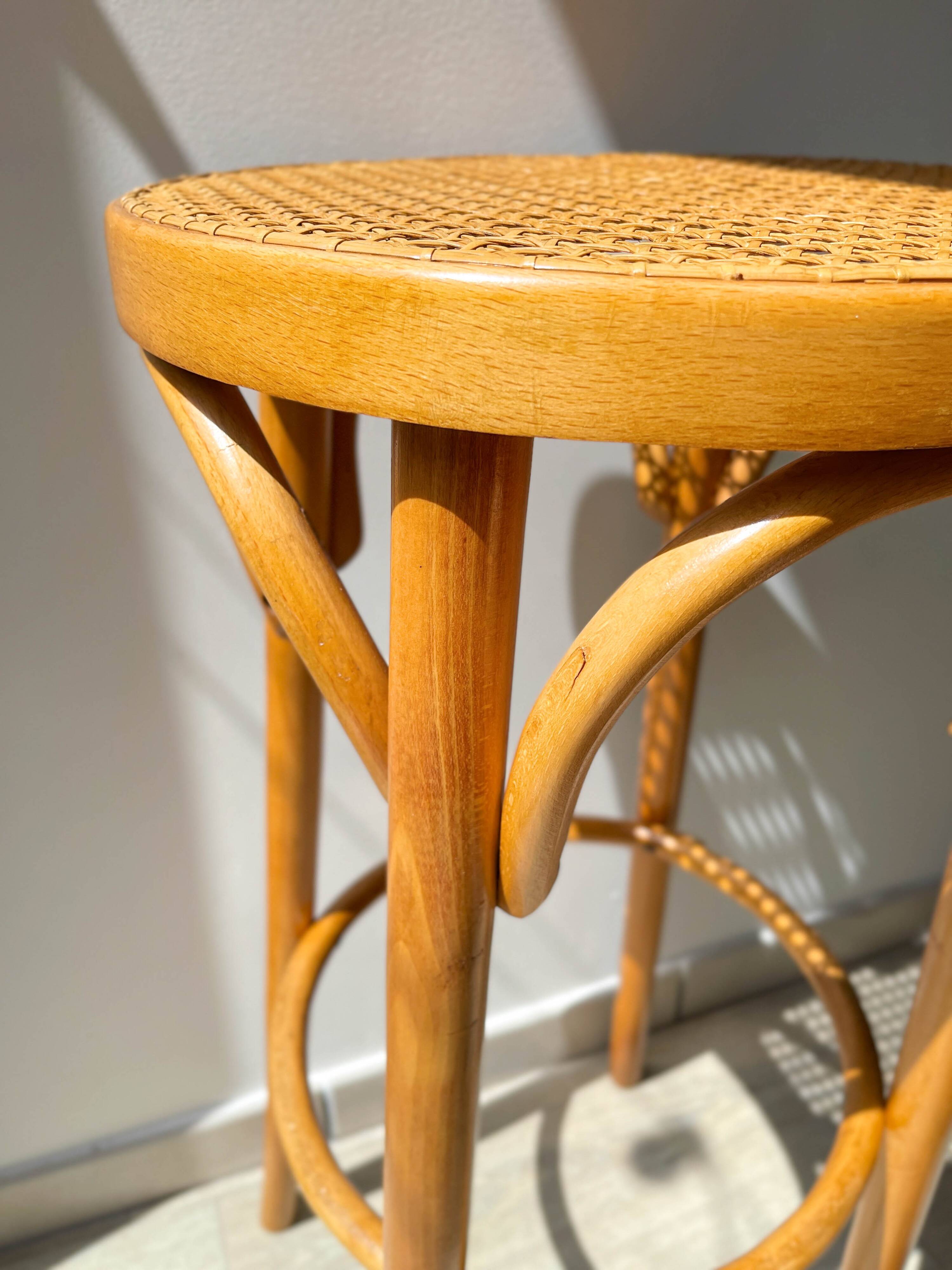 Bentwood and canework bar stool, 1950s