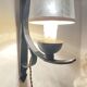 Wrought iron wall light, new fabric cabie, mirror lampshade
