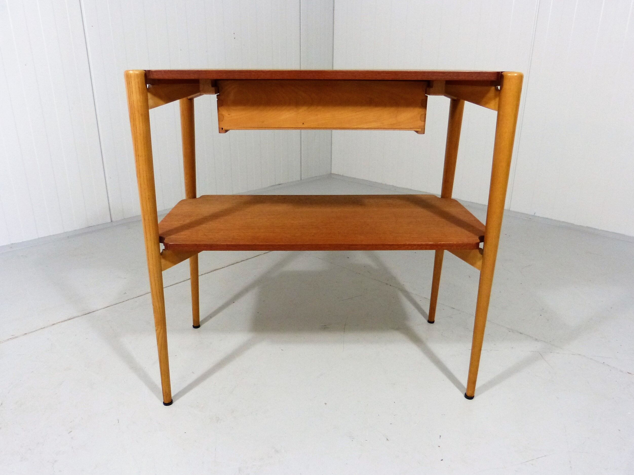 Vintage side console table teak & beech 1950’s