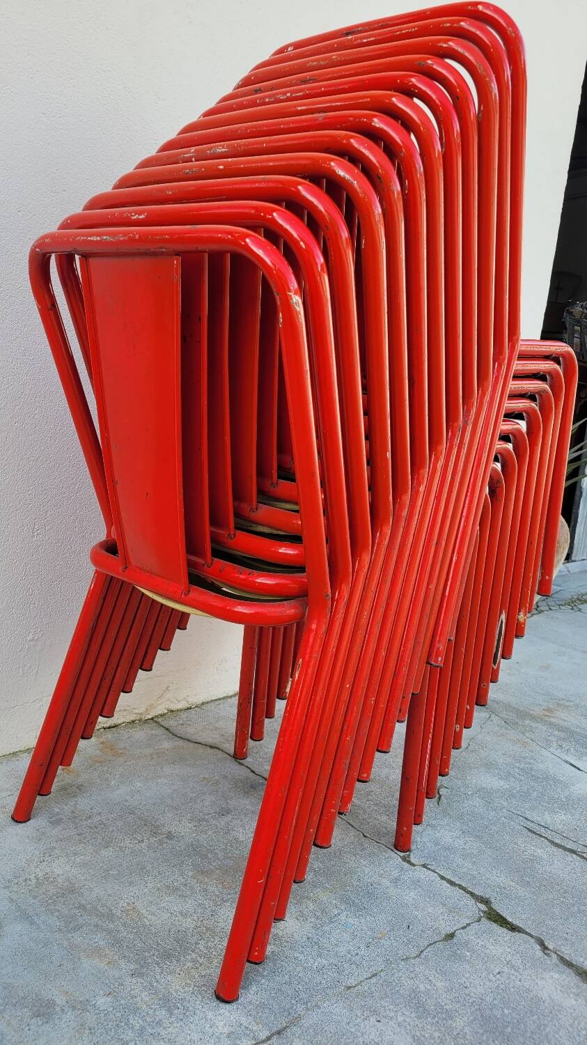 Set of 12 Tolix bistro chairs by Xavier Pauchard model T4 - 1950s
