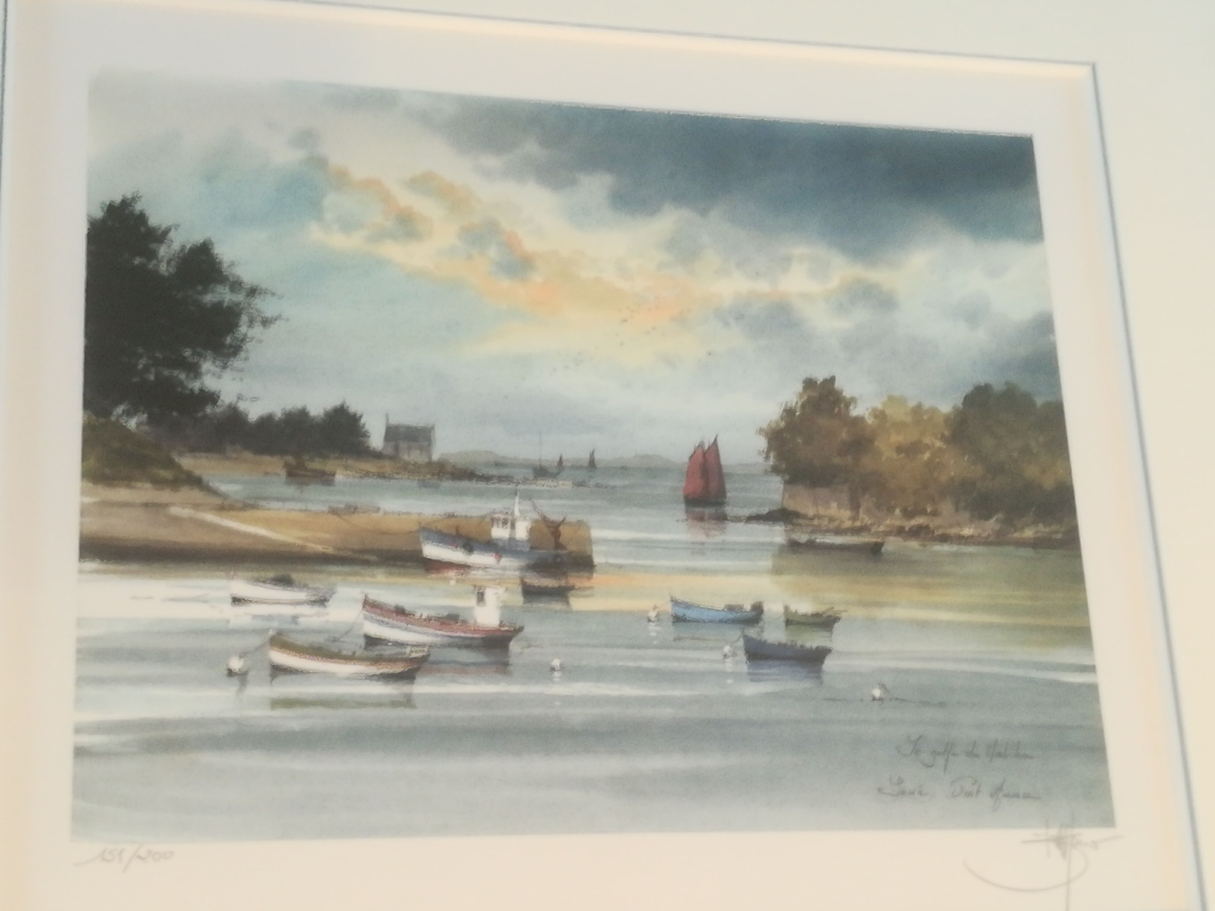 Marine lithograph signed Stéphane Lauro