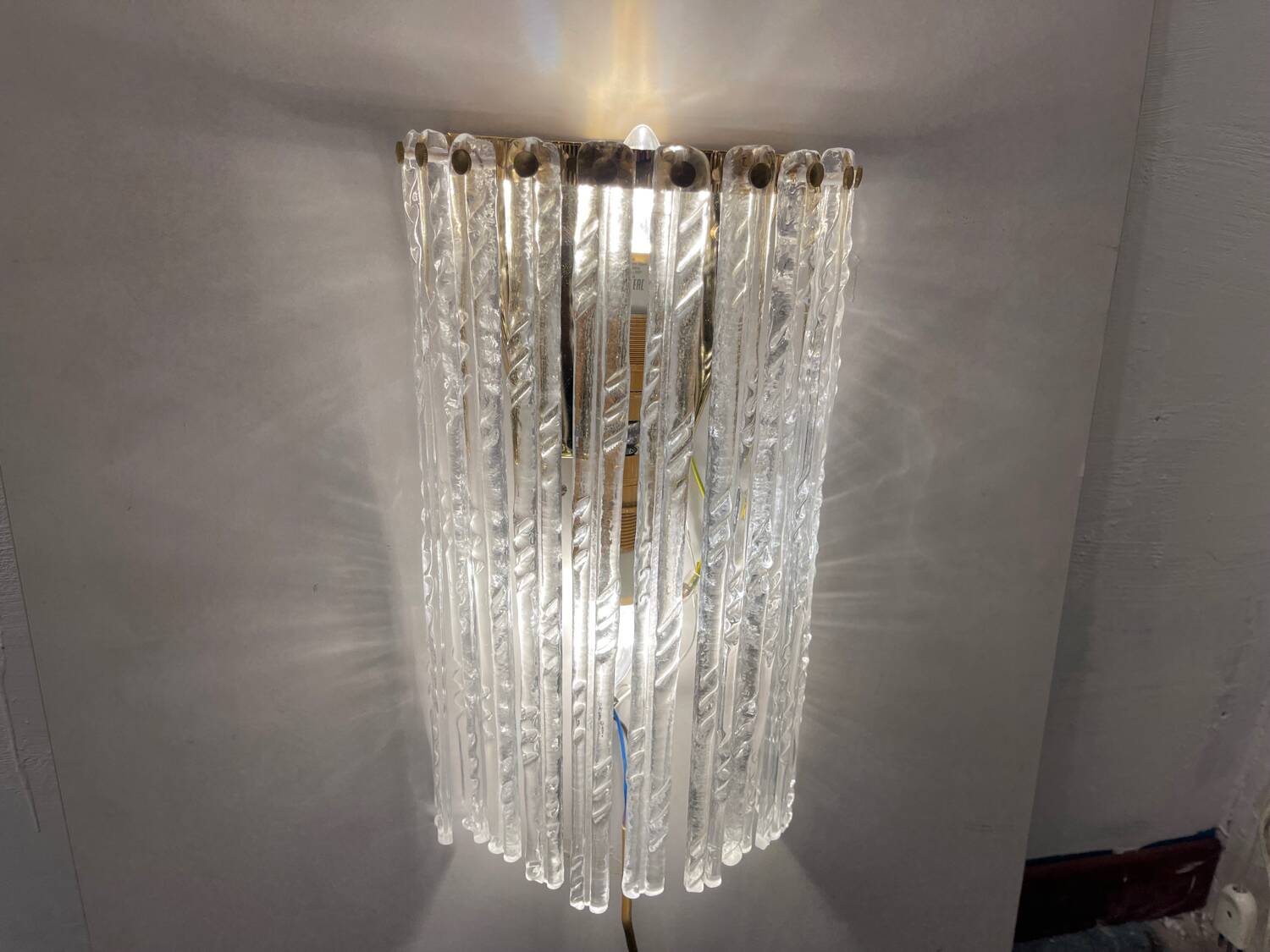 Large Murano Glass Brass Sconces