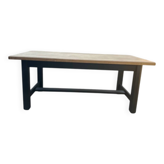 Restored farmhouse table, black legs