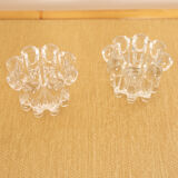 2 clear glass candle holders