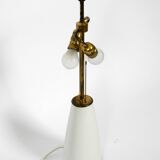 Large elegant 1960s KPM table lamp in porcelain and pleated silk lampshade