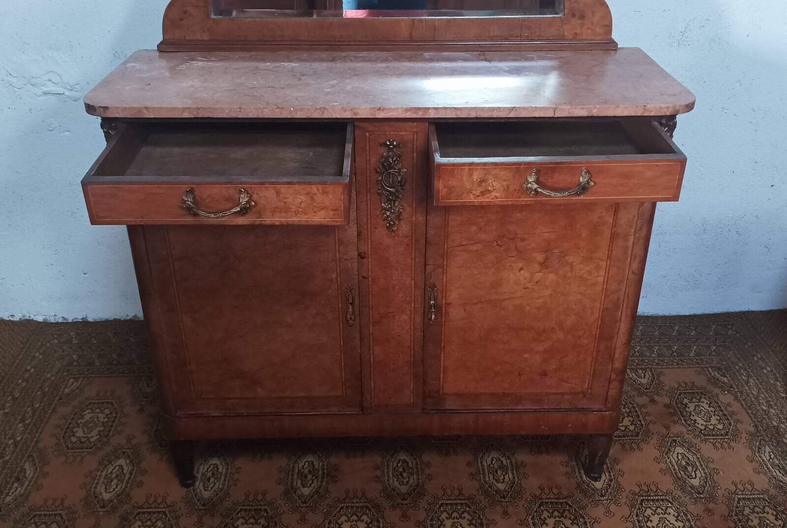 Art Deco walnut burl buffet