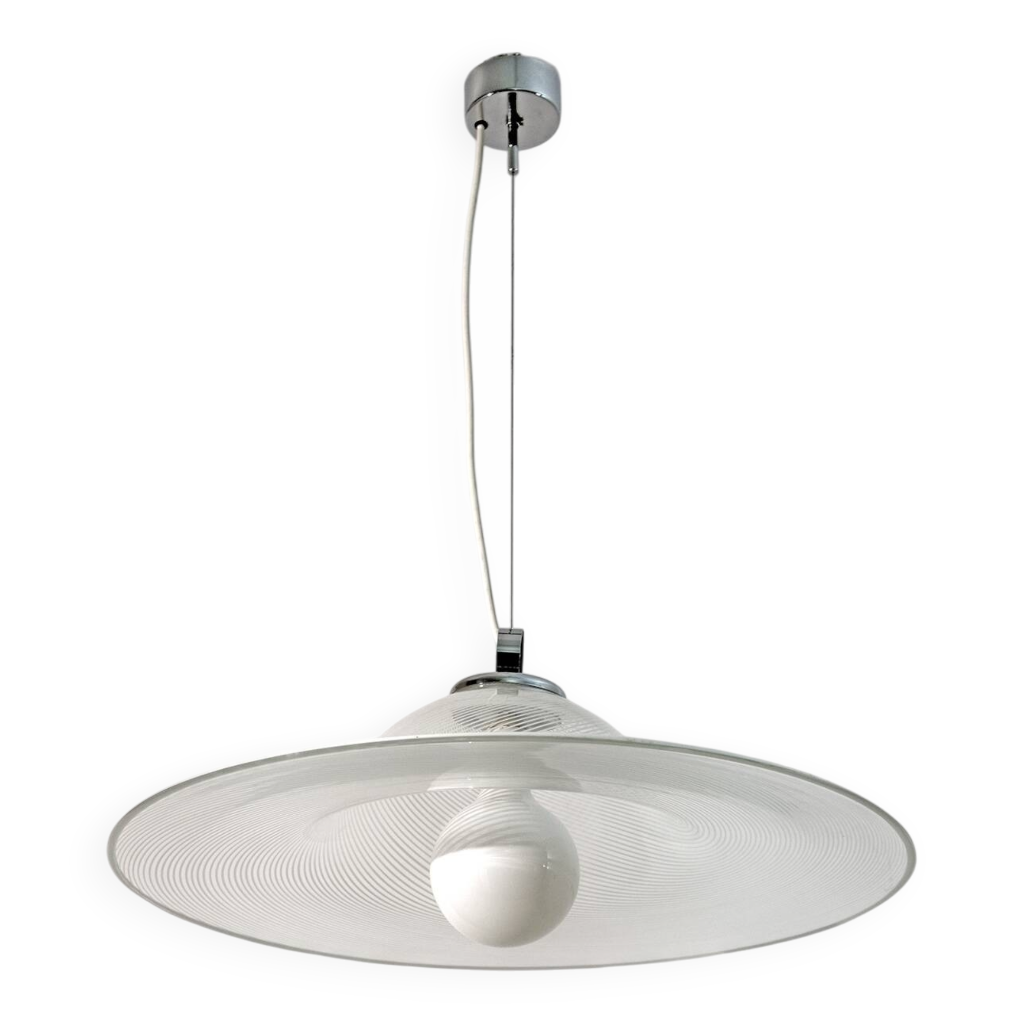 Mid-Century Modern Italian Murano Spiral Glass Pendant Lamp, 1970s