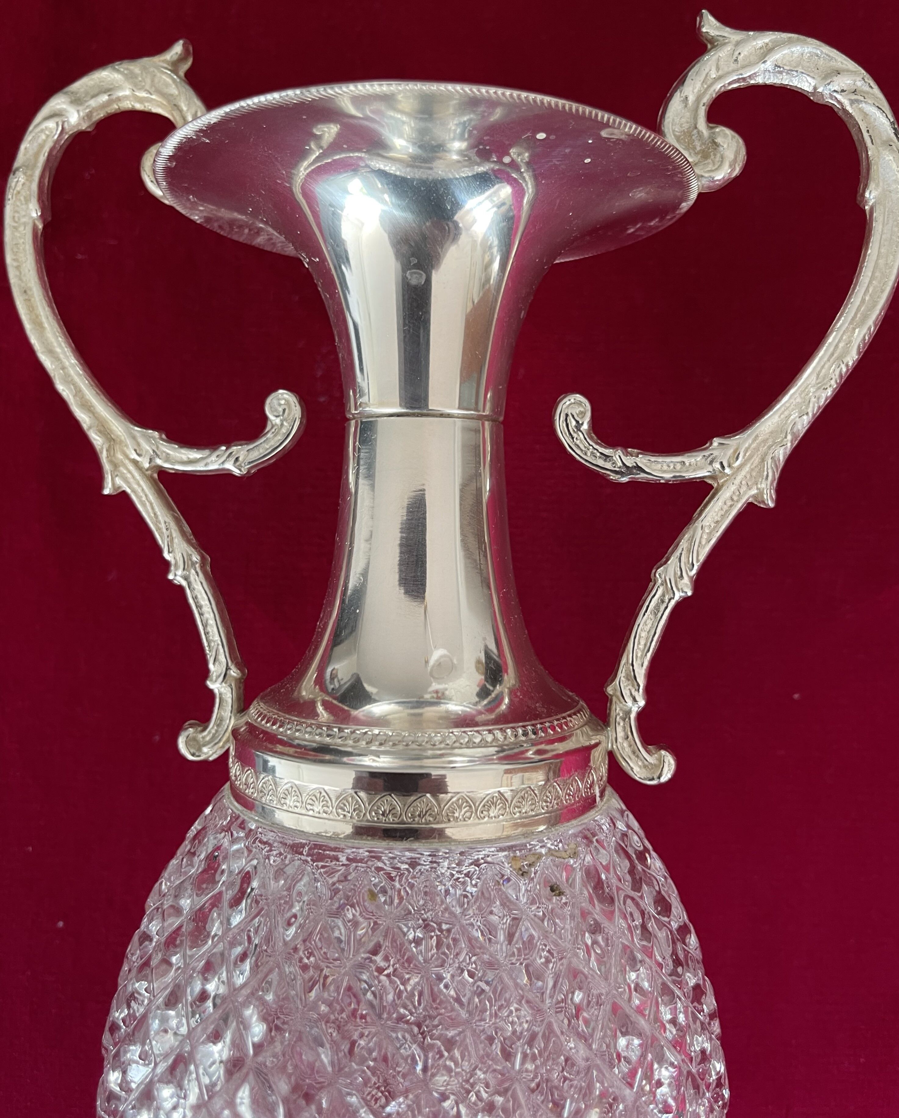 Vase glass and silver metal, Italy 1960