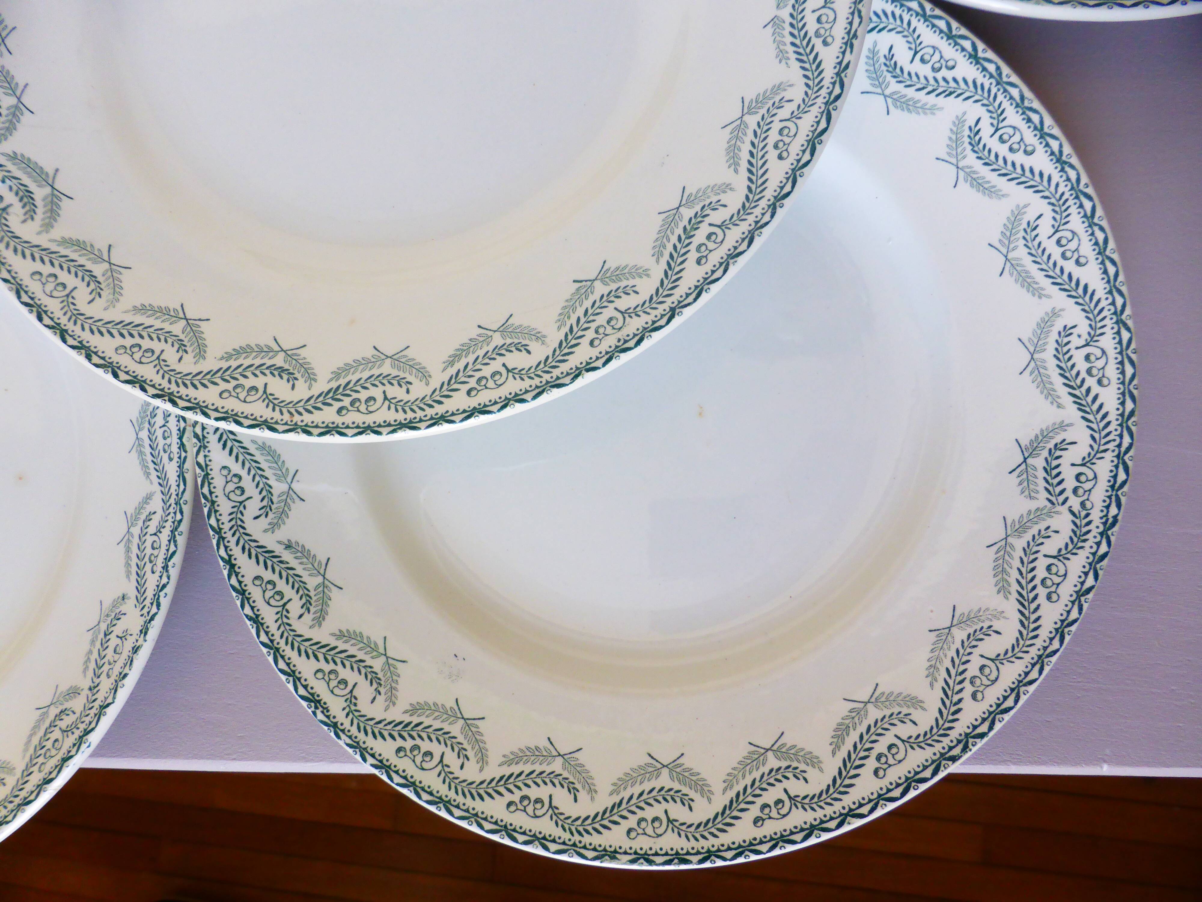 5 flat plates in iron earth from St Amand, Réjane model 210726