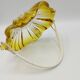 Vintage amber glass pocket basket with scoubidou handle – 1960s