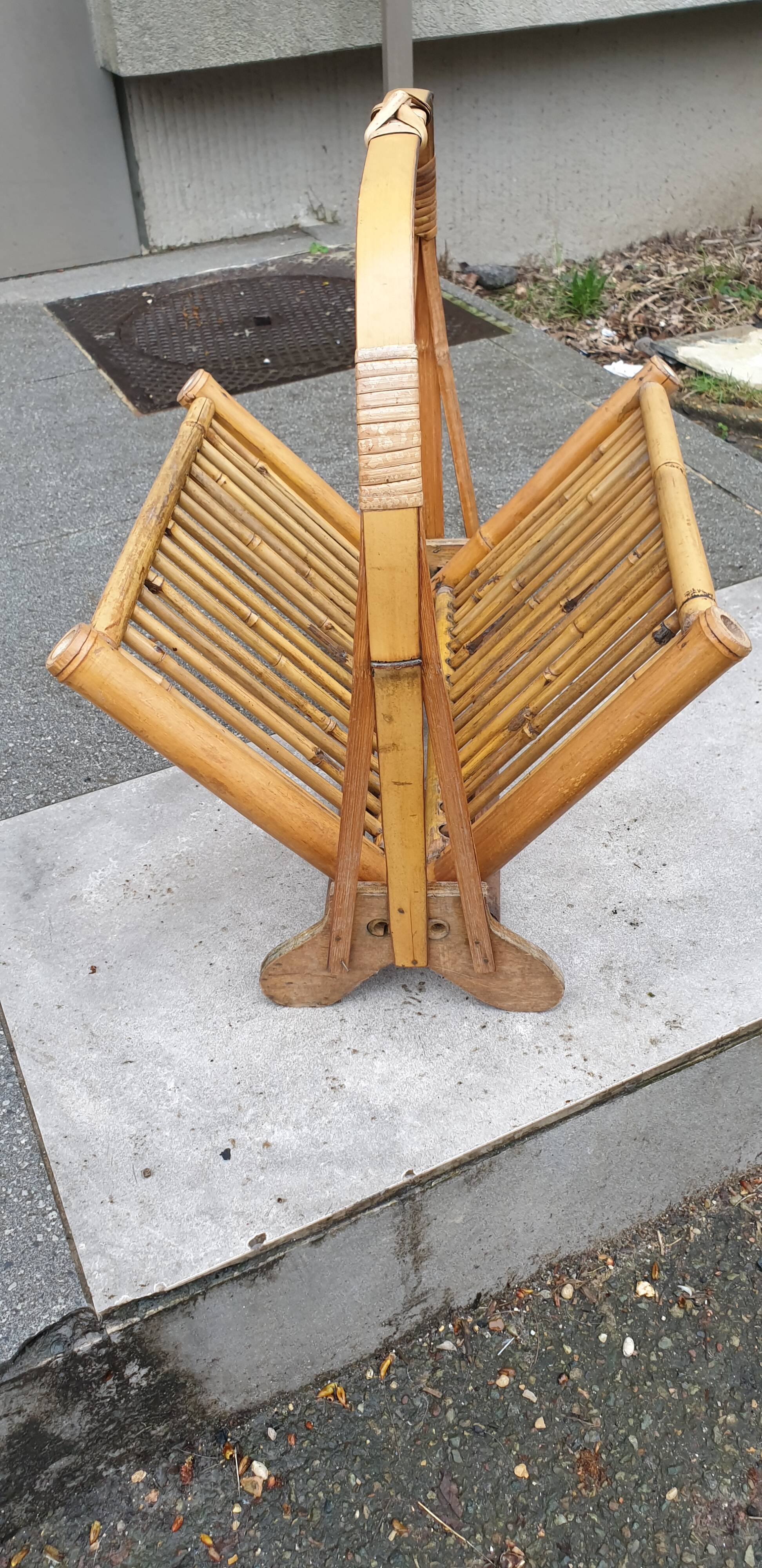 Rattan magazine rack