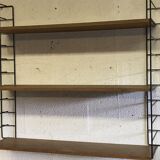 Large beech wood string shelf and black metal Stud